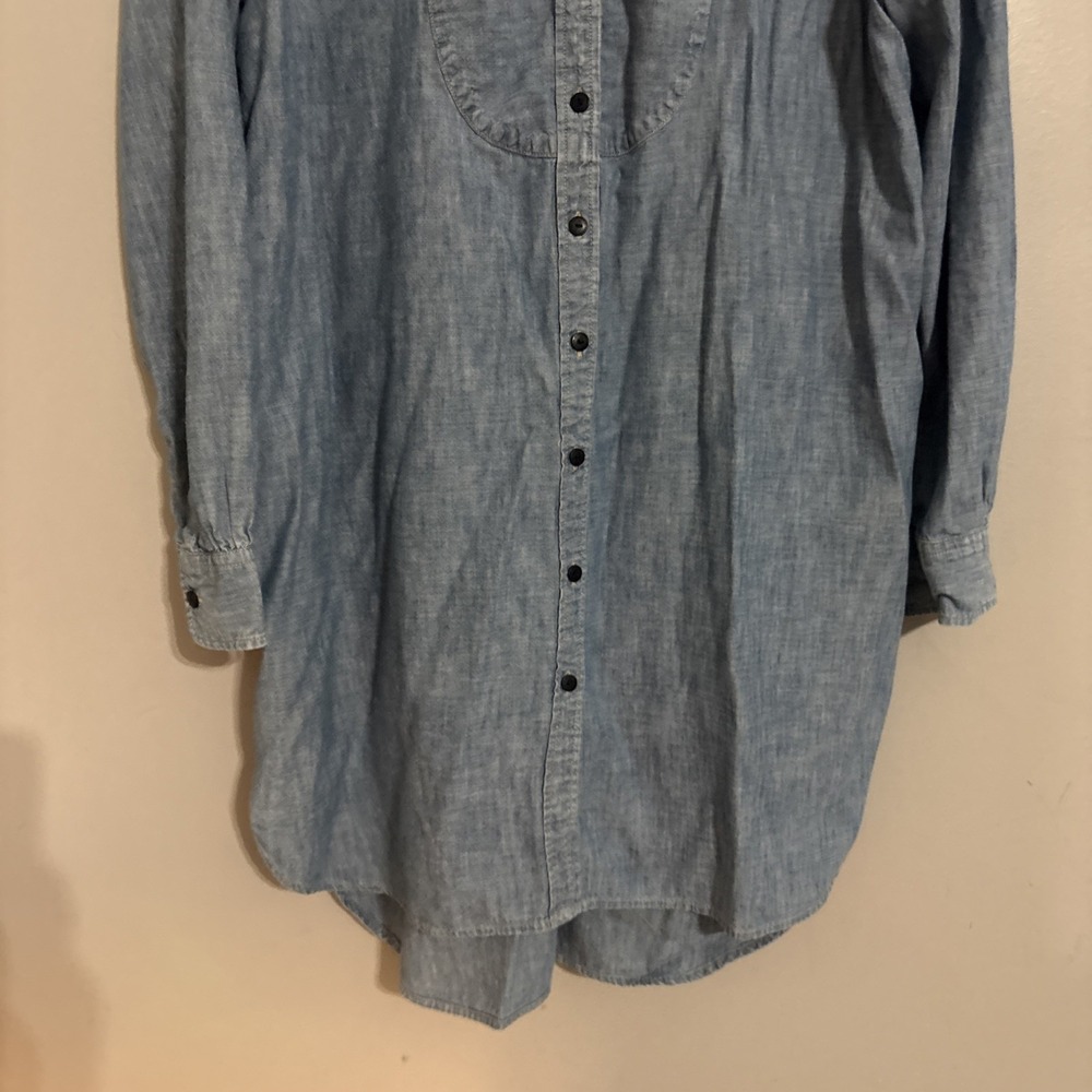 Lauren by Ralph Lauren Womens Chambray Blouse Dress‎ Blue Sz Large Button Down - Picture 5 of 10